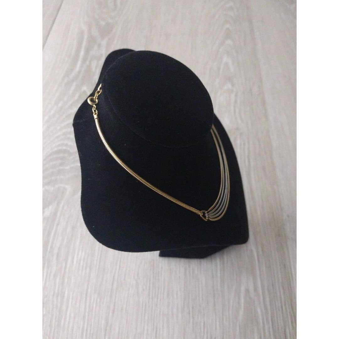 Vintage Unmarked Silver & Gold Modernist Groovy 1970ish Choker Necklace - Thumbnail 5