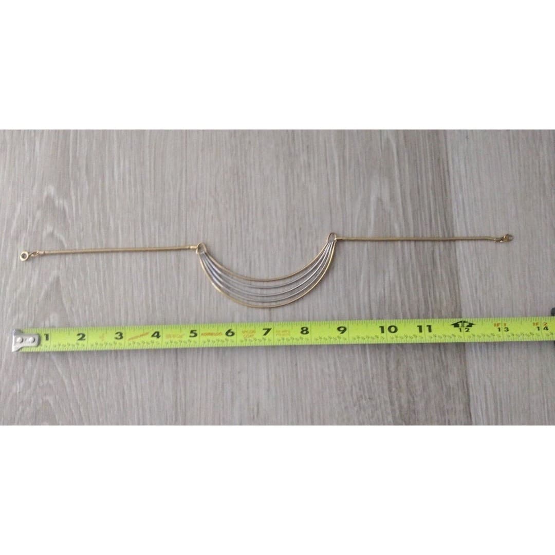 Vintage Unmarked Silver & Gold Modernist Groovy 1970ish Choker Necklace - Thumbnail 6