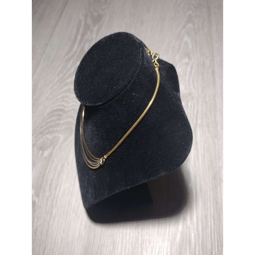 Vintage Unmarked Silver & Gold Modernist Groovy 1970ish Choker Necklace - Thumbnail 3