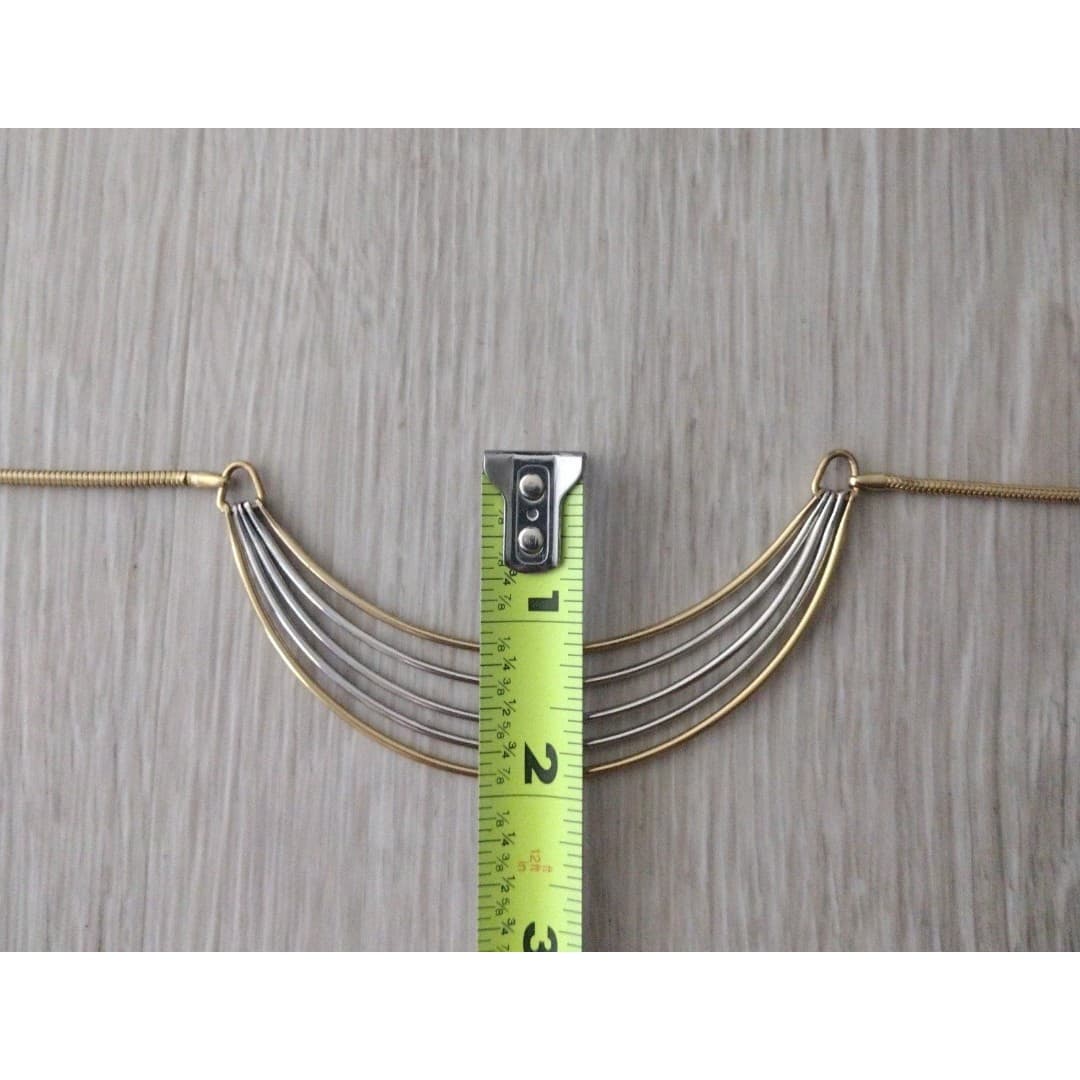 Vintage Unmarked Silver & Gold Modernist Groovy 1970ish Choker Necklace - Thumbnail 7