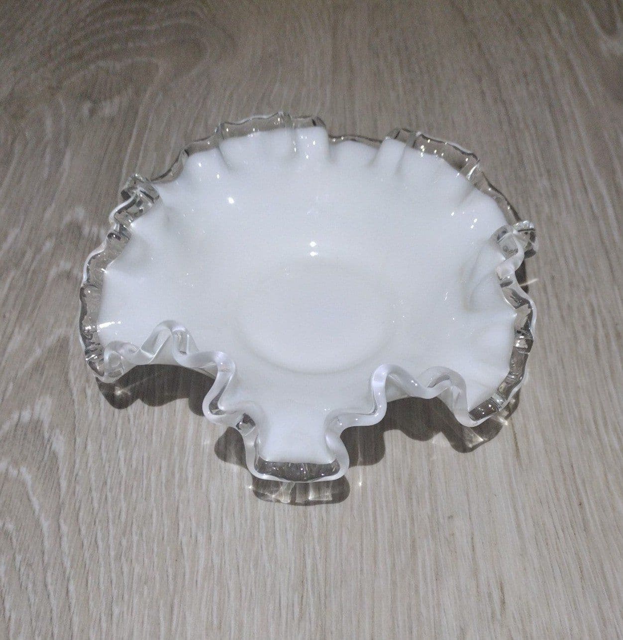 Vintage Fenton Silver Crest Milk Glass Ruffled Bowl-1940s or 1950s - Image 1