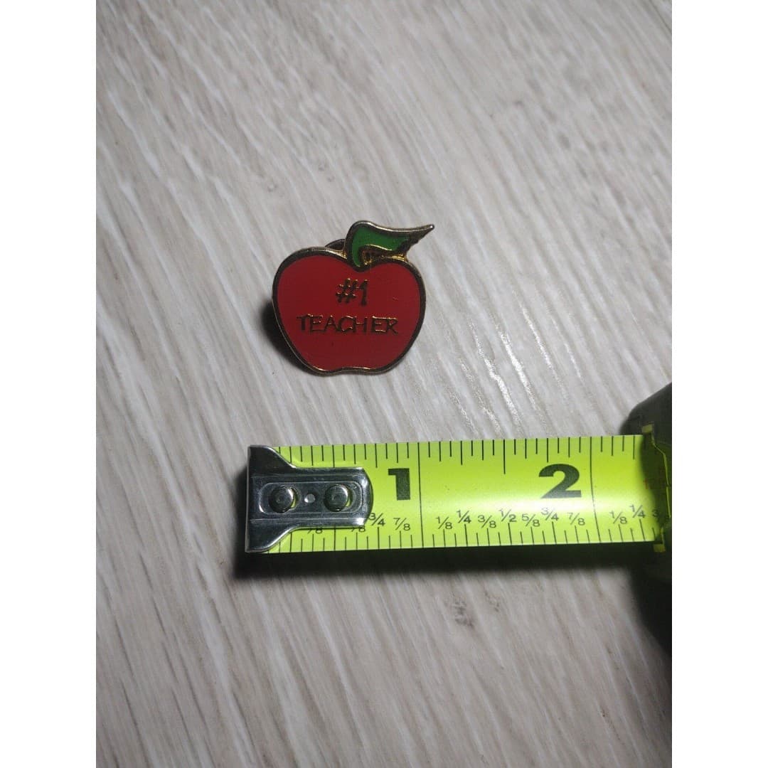 #1 Teacher Enamel Pin - Vintage Lapel Pin - Thumbnail 2