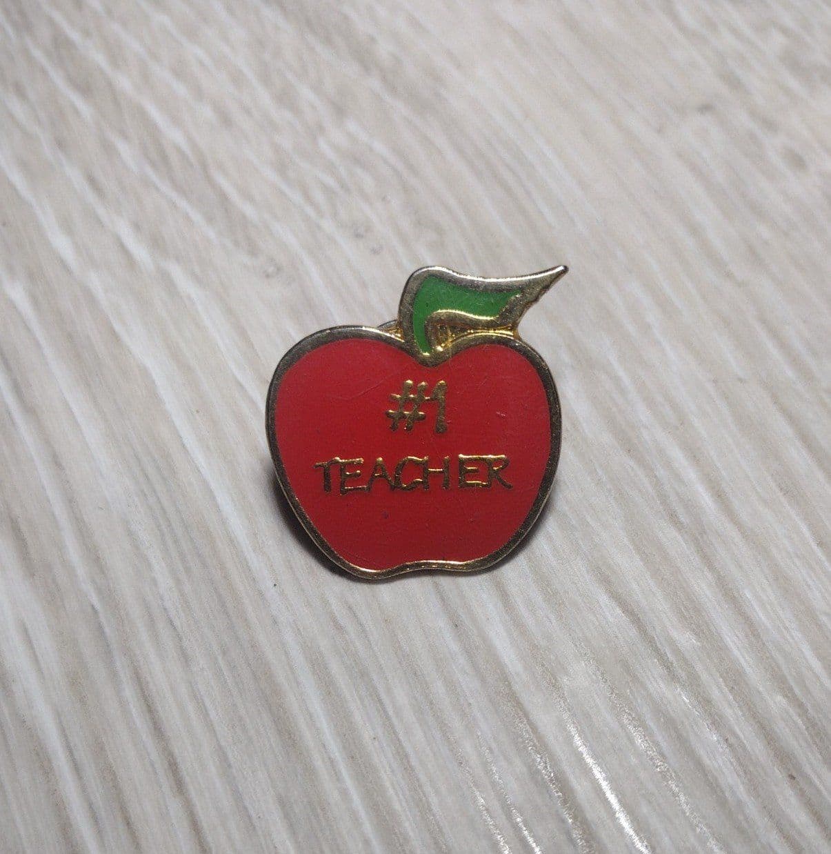 #1 Teacher Enamel Pin - Vintage Lapel Pin - Image 1