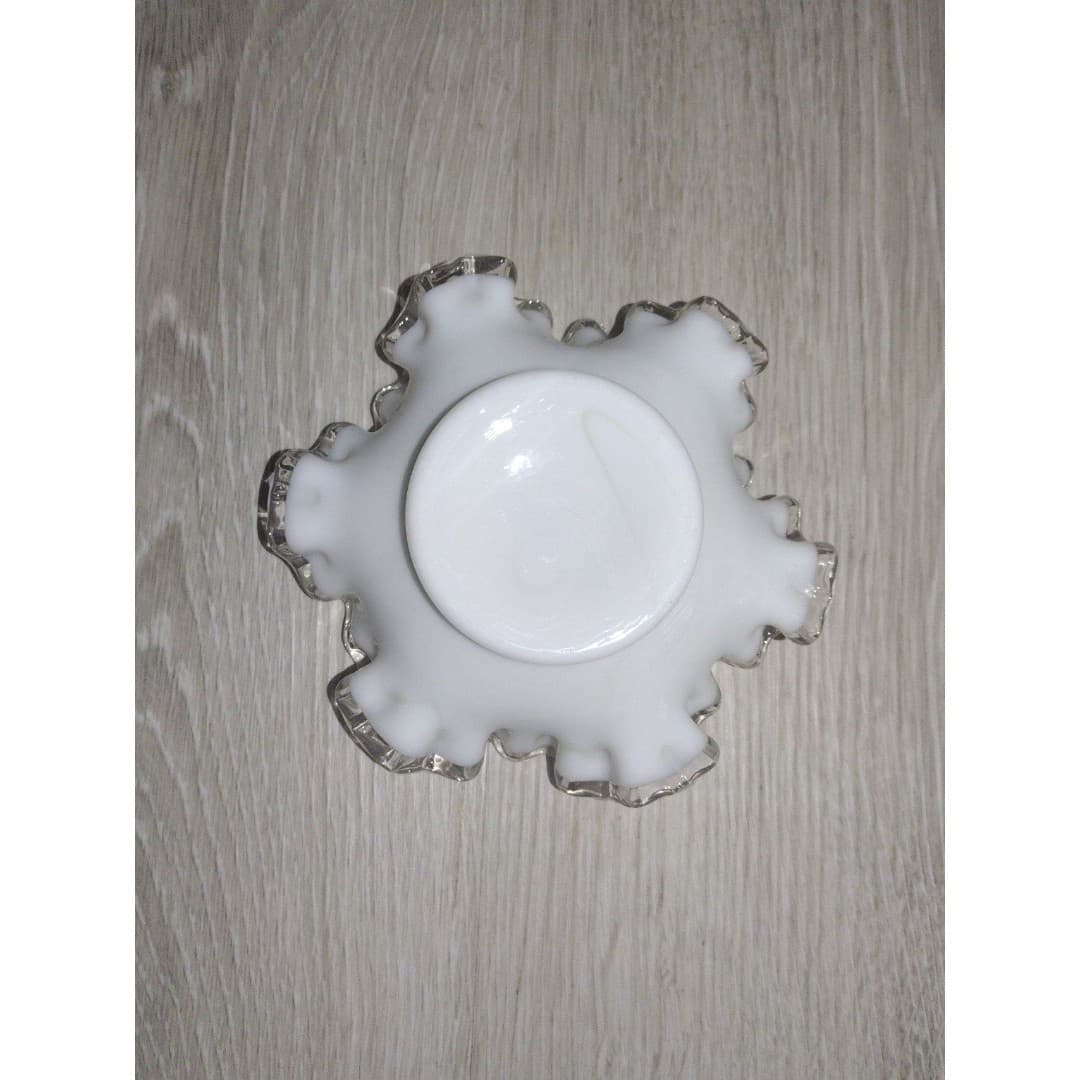 Vintage Fenton Silver Crest Milk Glass Ruffled Bowl-1940s or 1950s - Thumbnail 3