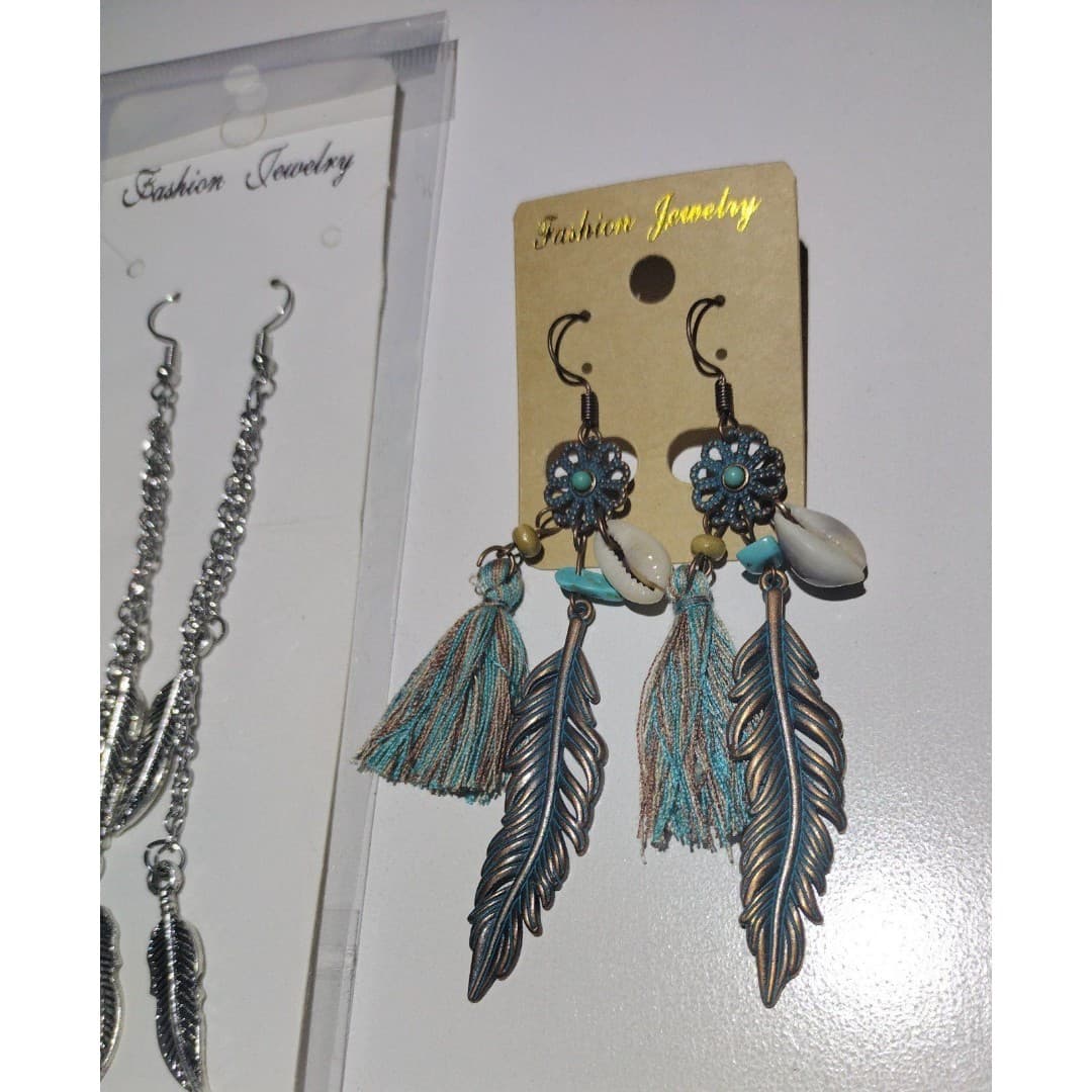 Feather Earrings(2) & Necklace Jewelry Bundle- New - Thumbnail 5