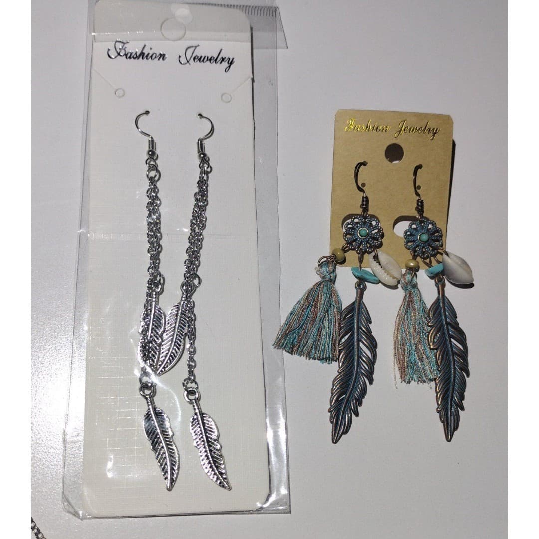Feather Earrings(2) & Necklace Jewelry Bundle- New - Thumbnail 6