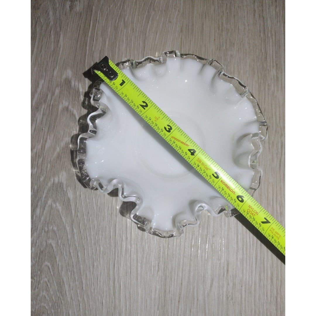 Vintage Fenton Silver Crest Milk Glass Ruffled Bowl-1940s or 1950s - Thumbnail 2