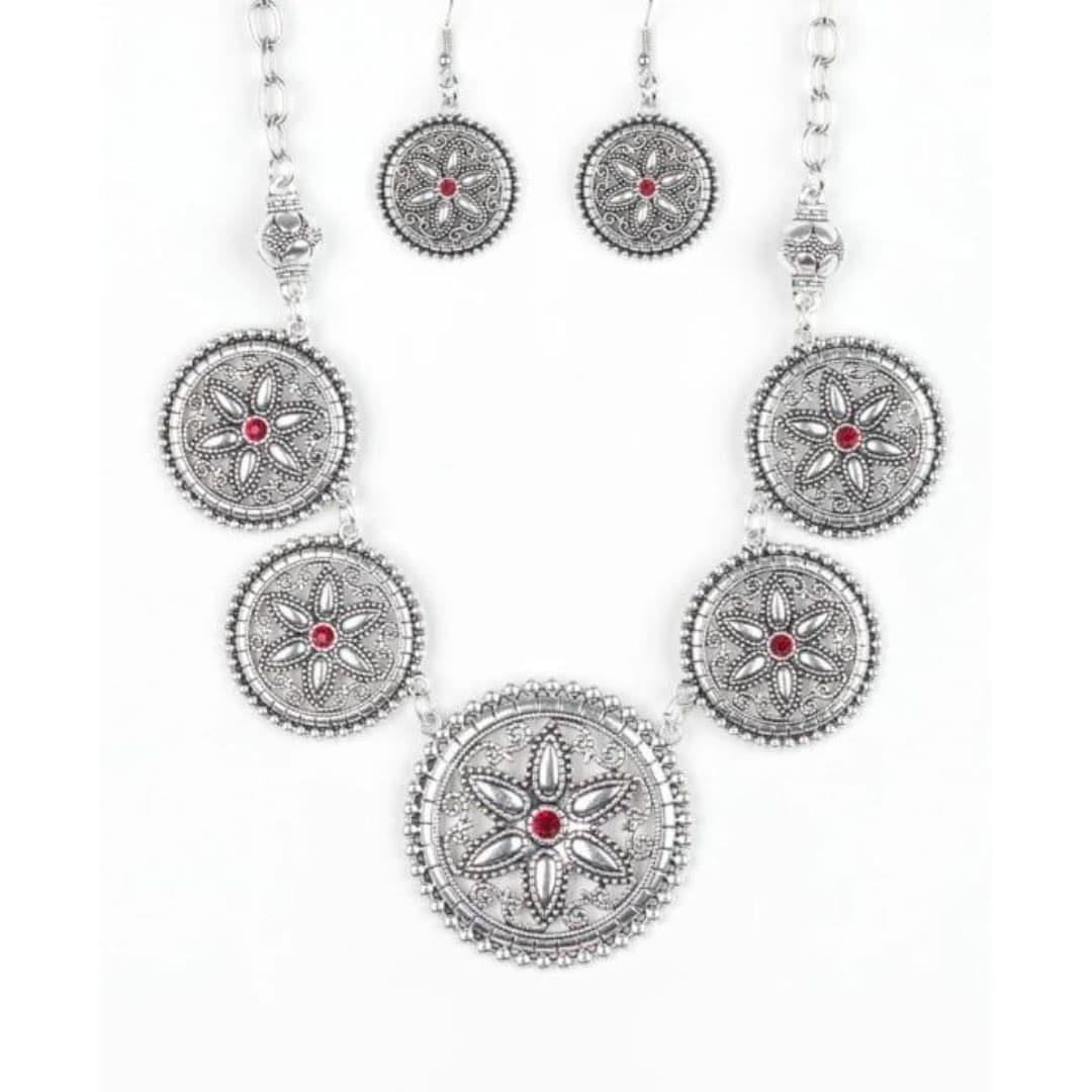 Paparazzi Necklace & Matching Earrings - Written In The STAR LILIES - Red - Thumbnail 7