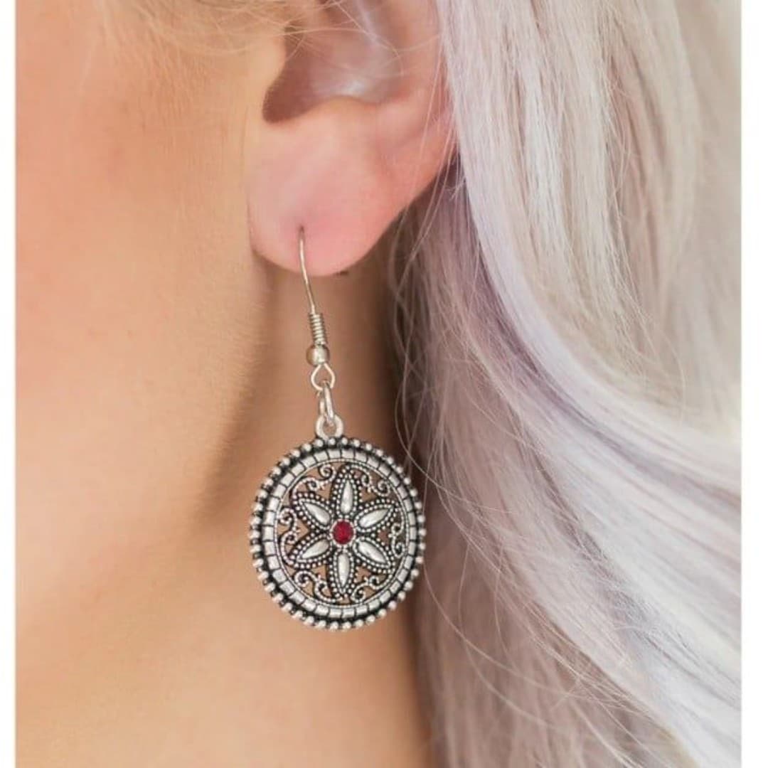 Paparazzi Necklace & Matching Earrings - Written In The STAR LILIES - Red - Thumbnail 9