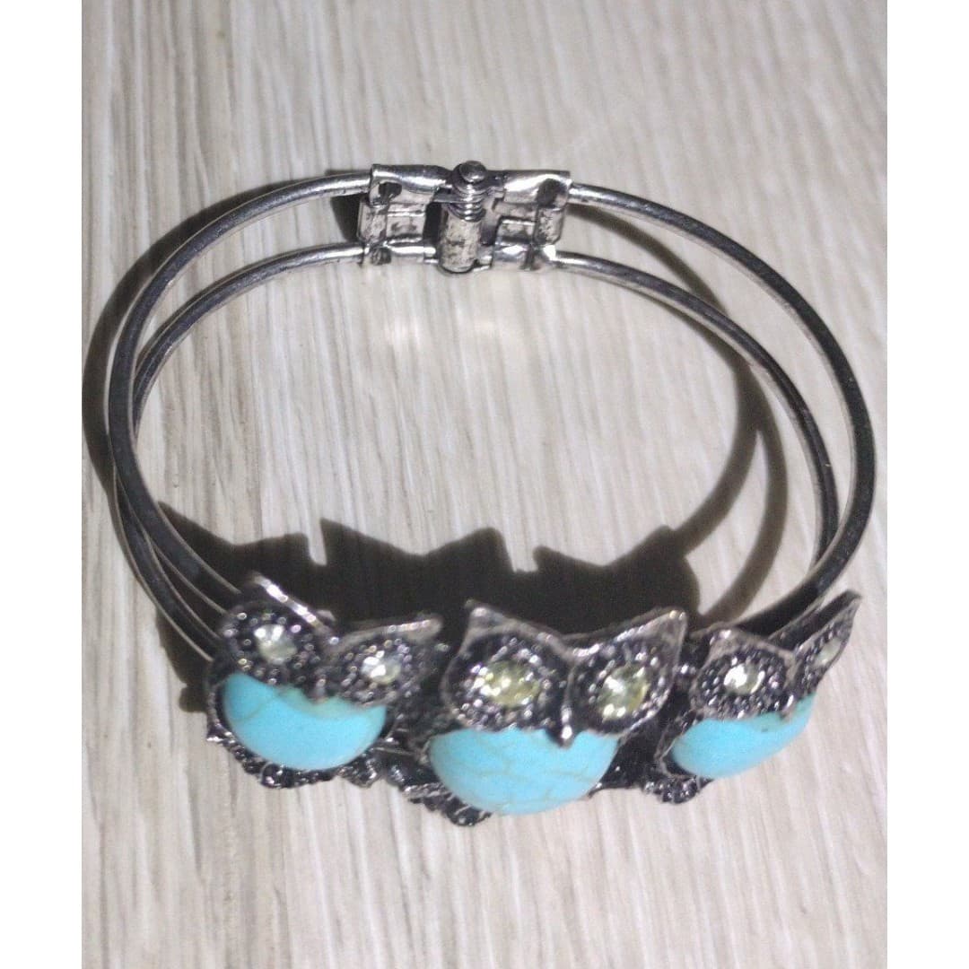 Owl Turquoise Like Bracelet & Adjustable Rings(12) Fingers/Toes - Thumbnail 6