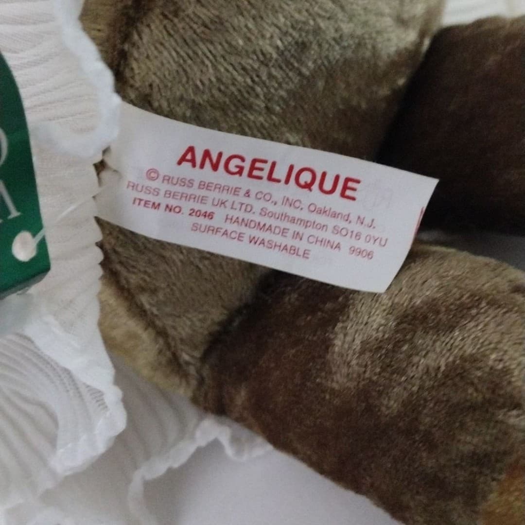 Russ Berrie & Co. Angelique Stuffed Frog Angel Victorian Grace White Dress 9” - Thumbnail 4