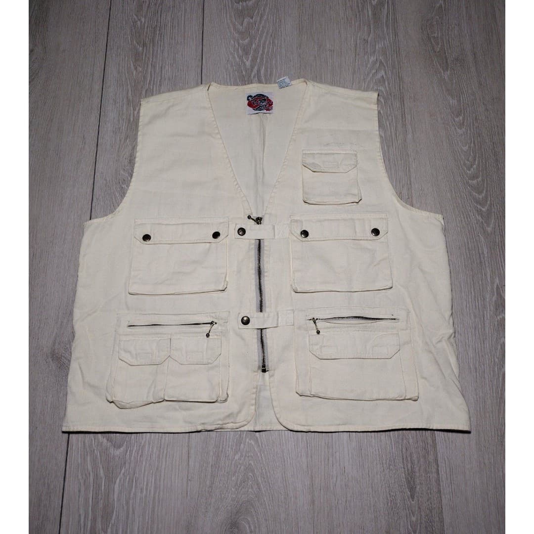 Vintage Tactical Vest in Beige - Protest Blues - Size XL - Image 1