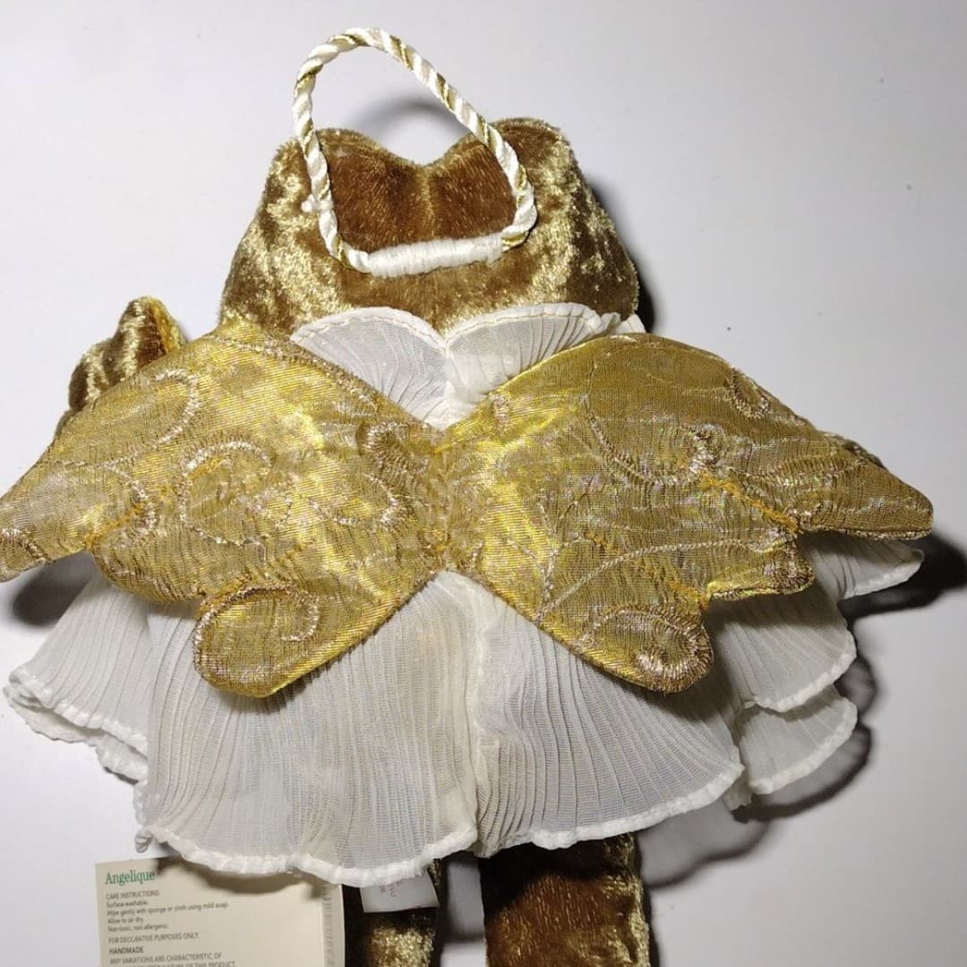 Russ Berrie & Co. Angelique Stuffed Frog Angel Victorian Grace White Dress 9” - Thumbnail 7