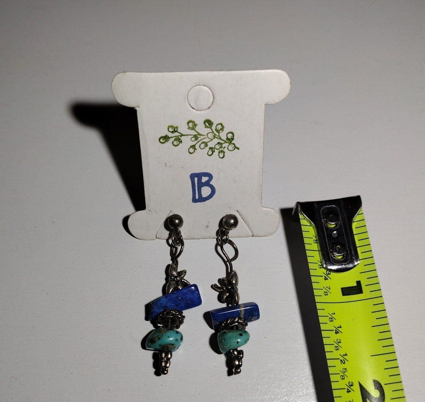 Turquoise & Lapis Handmade Dangle Earrings - Image 1