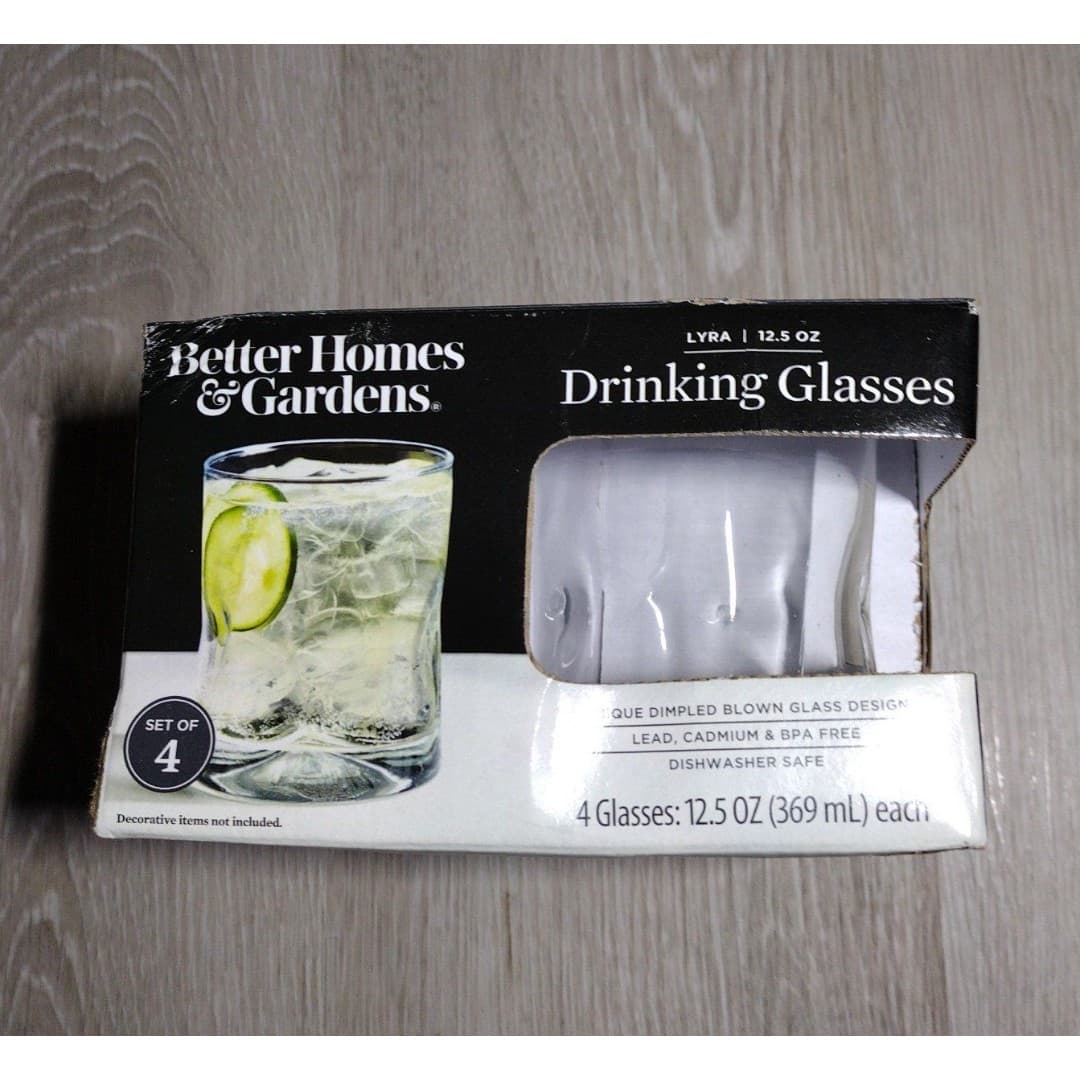 Set of 3 - 12.5oz Drinking Glasses - Dimpled Blown Glass Design - Better Homes&G - Image 1
