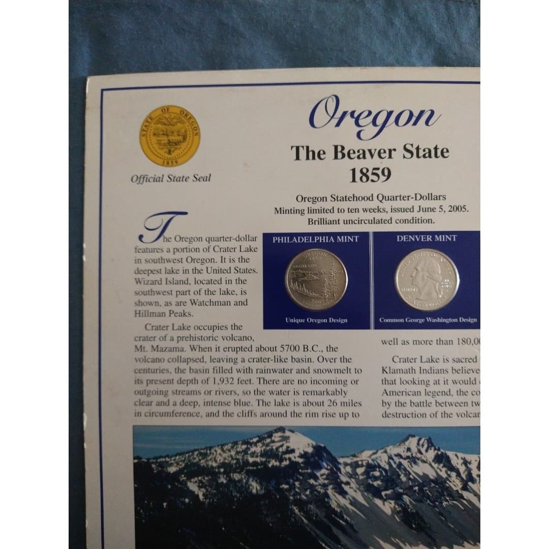 Oregon statehood quarters-minting limited to 10 wks, issued June 5th 2005. - Thumbnail 10
