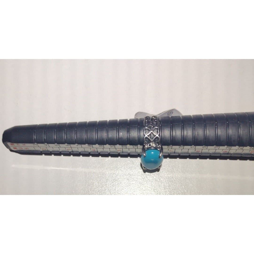 Silvertone Blue Statement Ring - Thumbnail 6