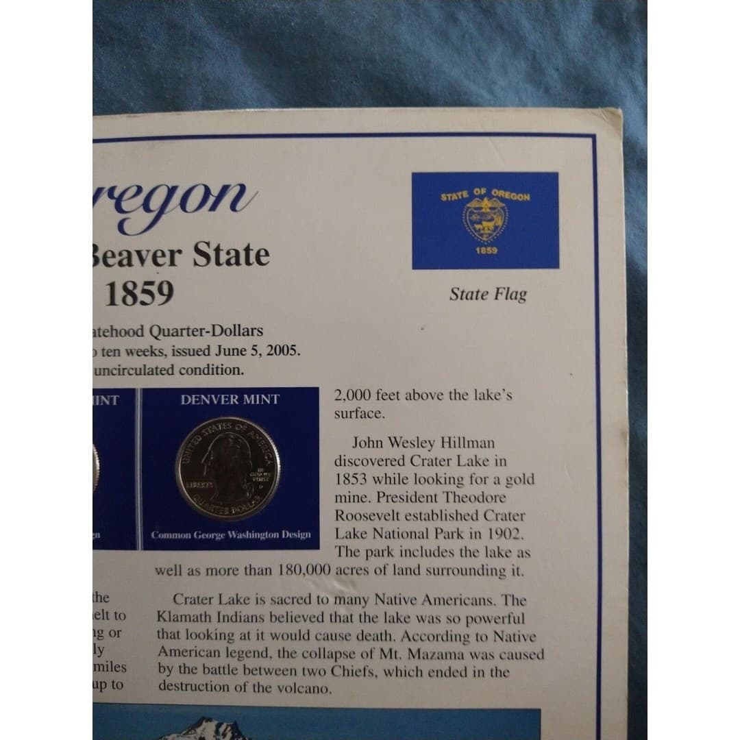 Oregon statehood quarters-minting limited to 10 wks, issued June 5th 2005. - Thumbnail 9