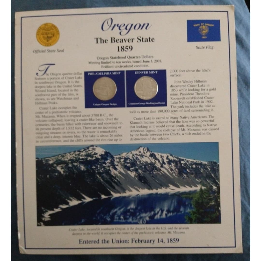 Oregon statehood quarters-minting limited to 10 wks, issued June 5th 2005. - Image 1