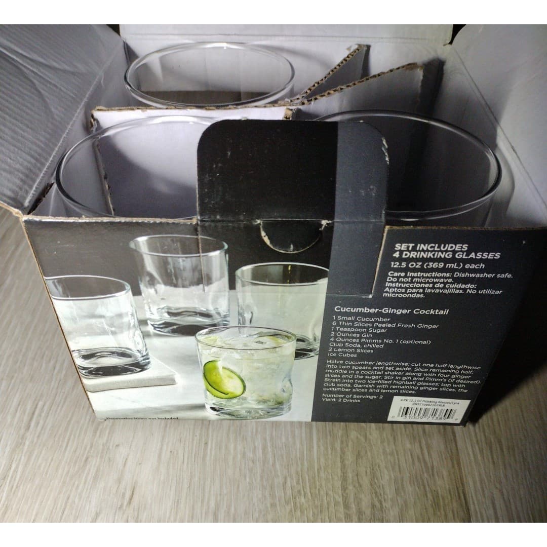 Set of 3 - 12.5oz Drinking Glasses - Dimpled Blown Glass Design - Better Homes&G - Thumbnail 3