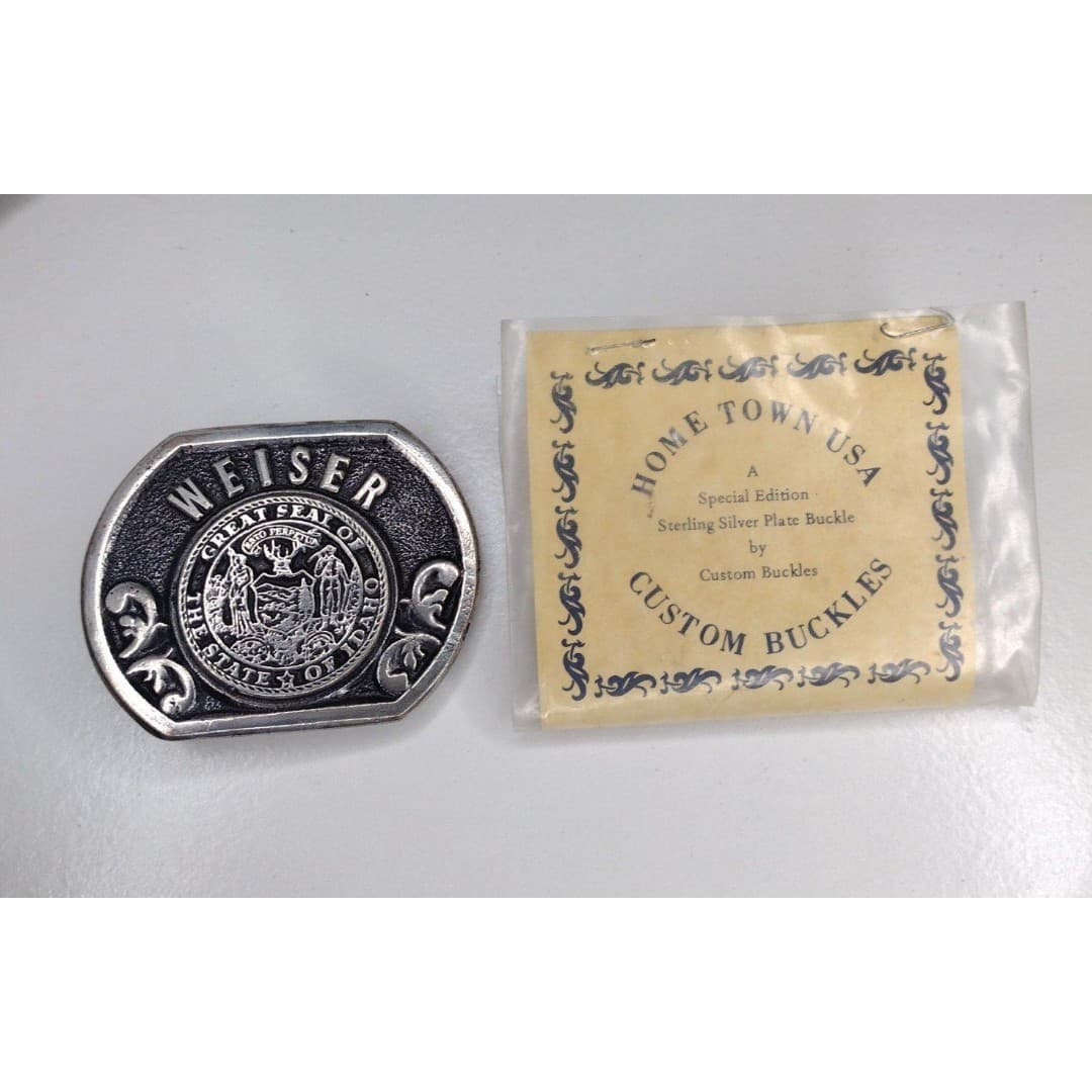 Weiser - Great Seal of The State of Idaho - Vintage Sterling Silver Plate Buckle - Image 1
