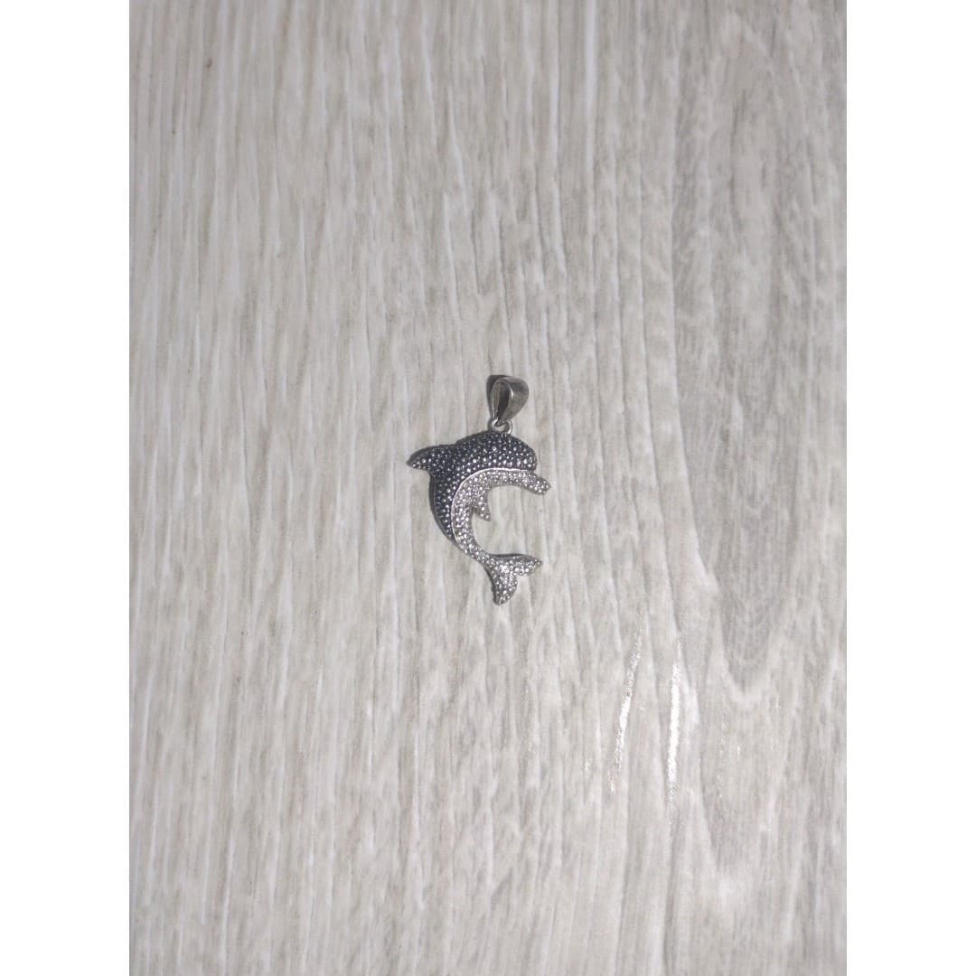 Sterling Silver Dolphin Pendant - Diamond Accent - JCM 925 - Image 1