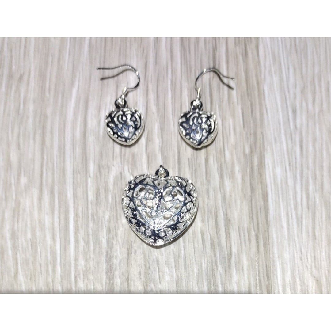 Earrings & Pendant Set - Silver - Image 1