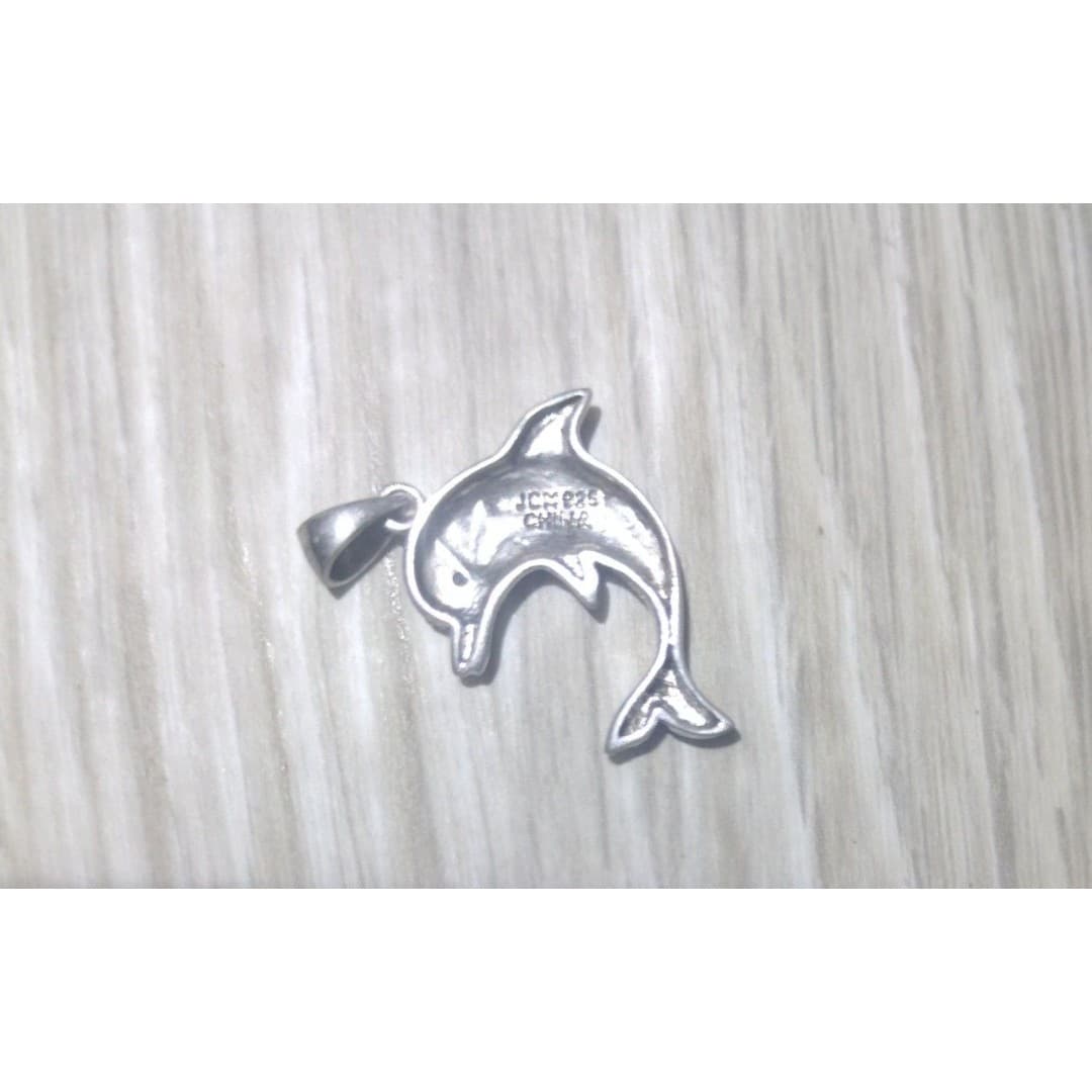 Sterling Silver Dolphin Pendant - Diamond Accent - JCM 925 - Thumbnail 3