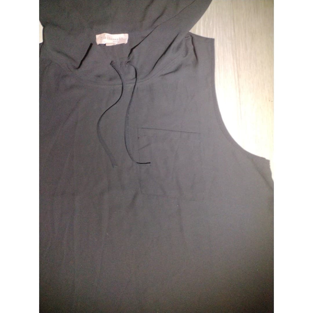 Philosophy-Hooded Large Tank Top- Black - Thumbnail 4