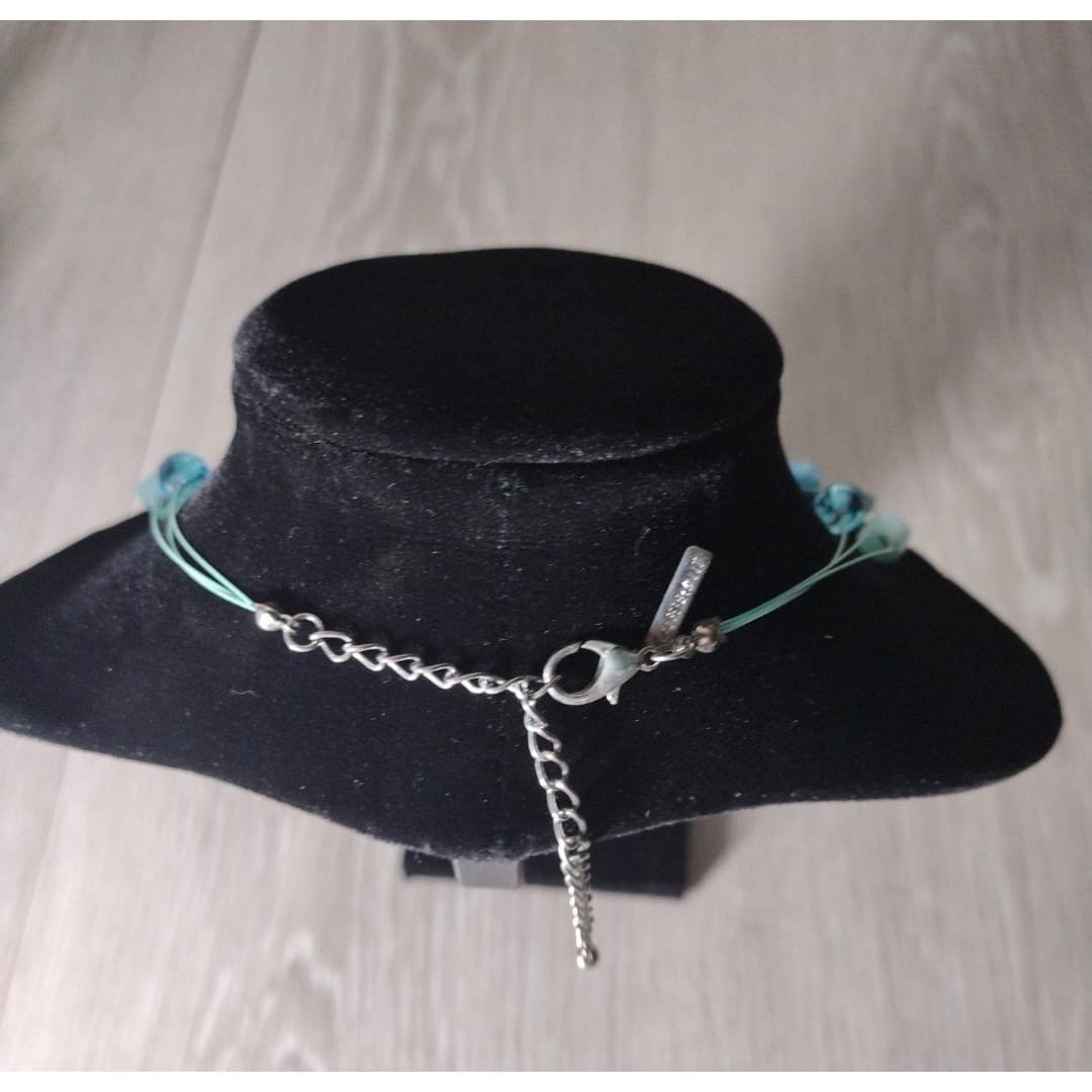 Lane Bryant 3 Strand Wire Glass Stones/Beads Necklace 16" Turquoise - Thumbnail 3