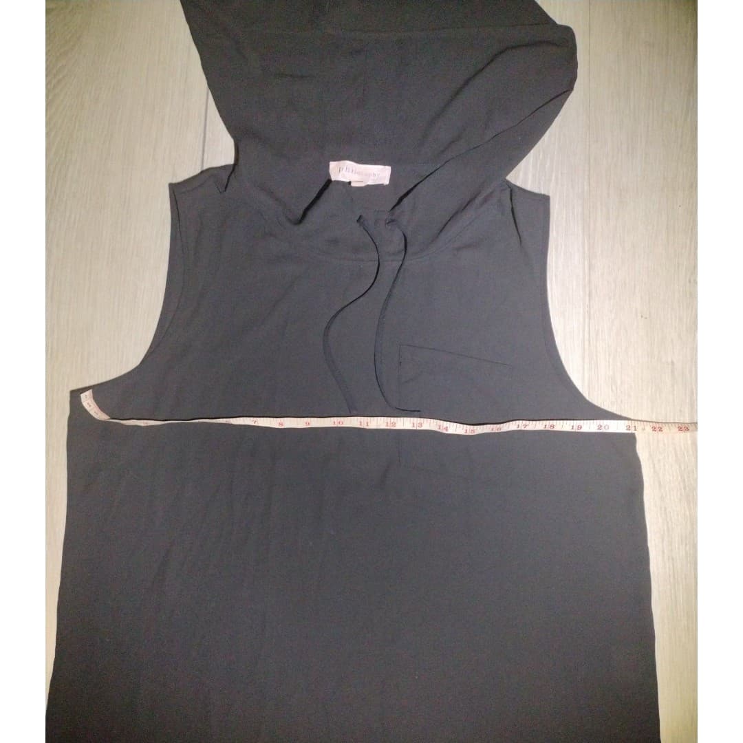 Philosophy-Hooded Large Tank Top- Black - Thumbnail 2