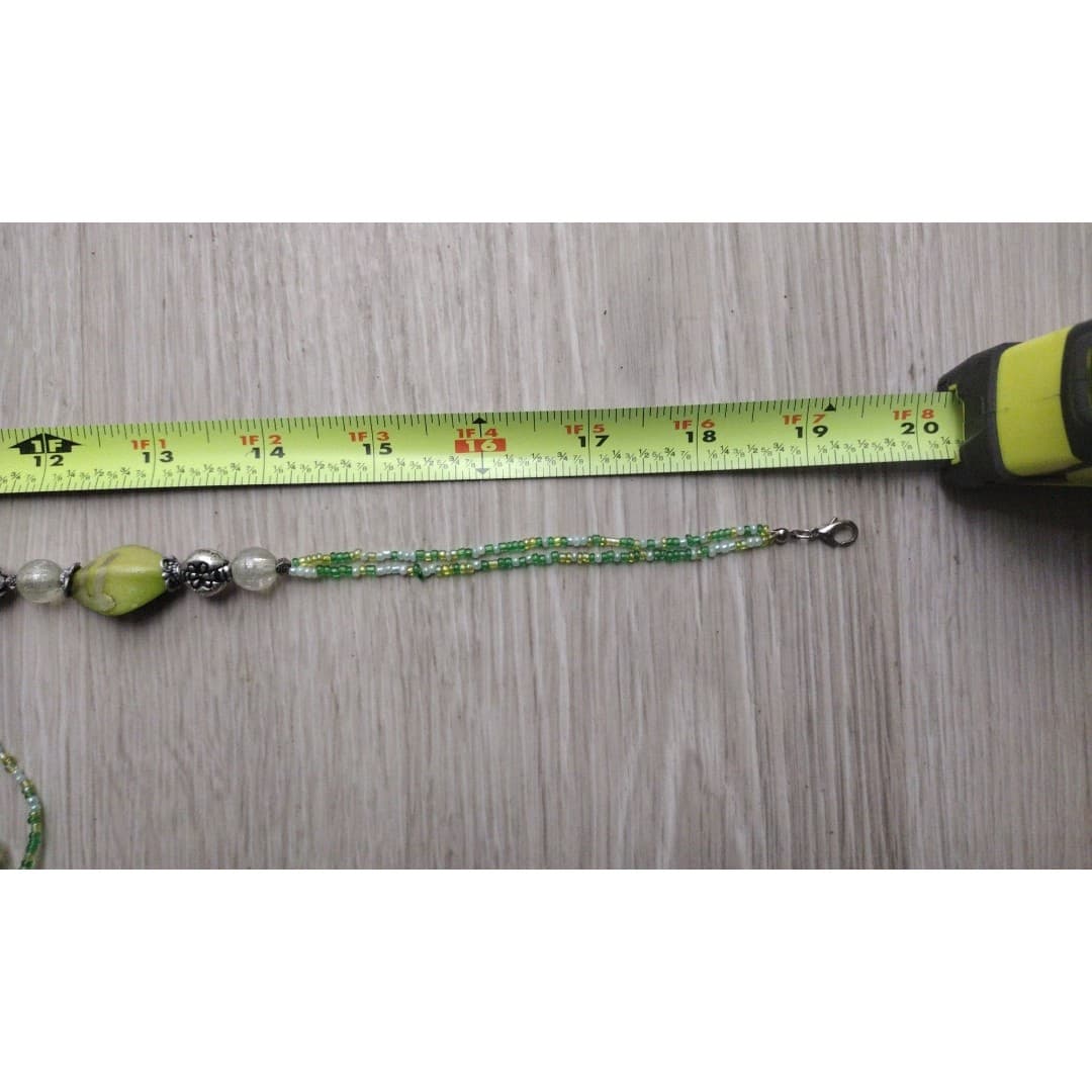 Handmade Green Beaded Statement Necklace – Boho Style - Thumbnail 5