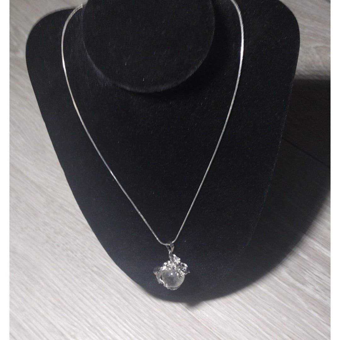 Silver Plated Dragon Wrapped Around A Natural Clear Quartz Gemstone - Thumbnail 3