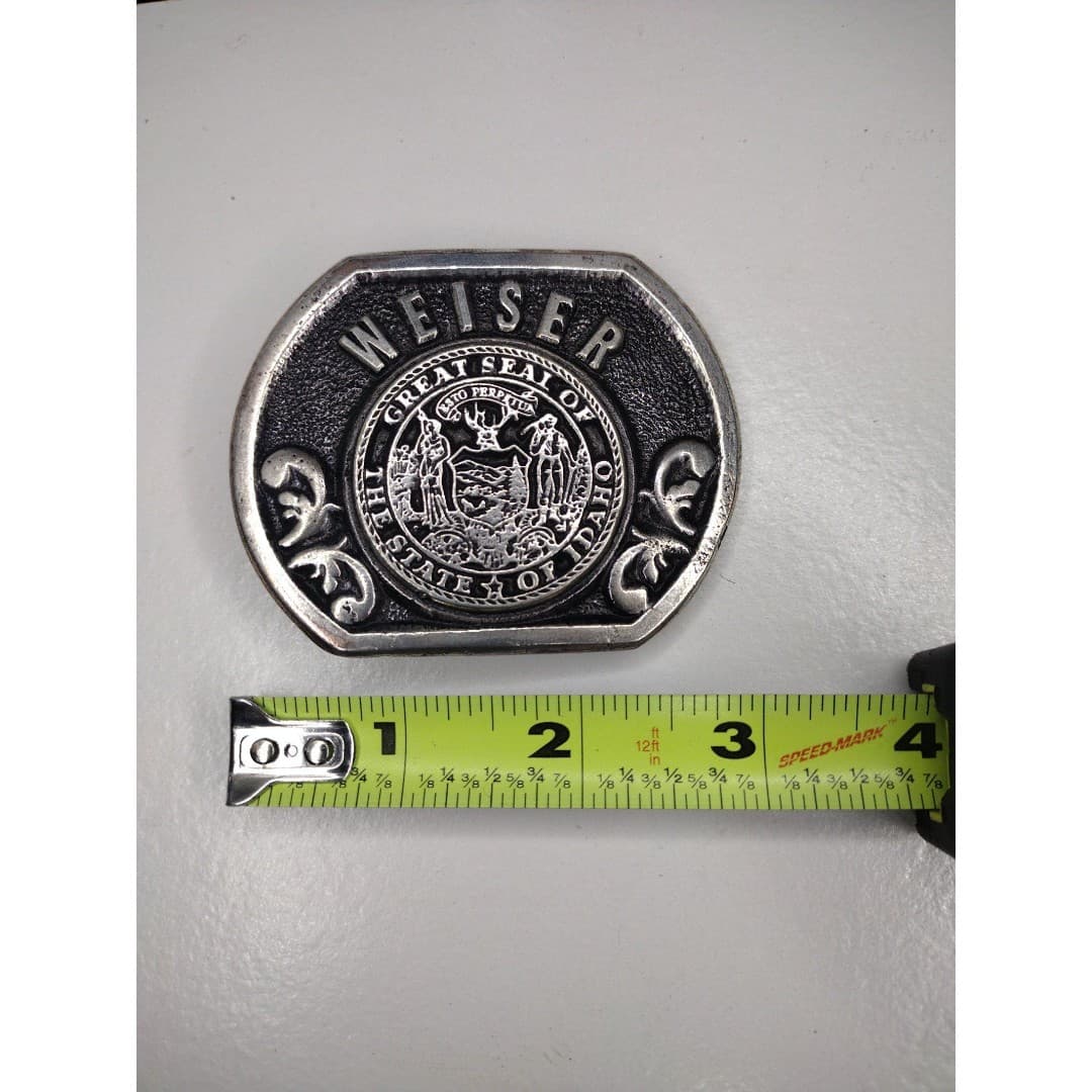 Weiser - Great Seal of The State of Idaho - Vintage Sterling Silver Plate Buckle - Thumbnail 3