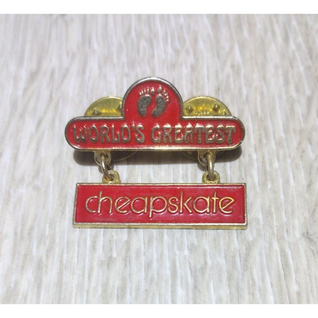 Vintage Hang Ten Lapel Pin - World's Greatest Cheapskate - Image 1