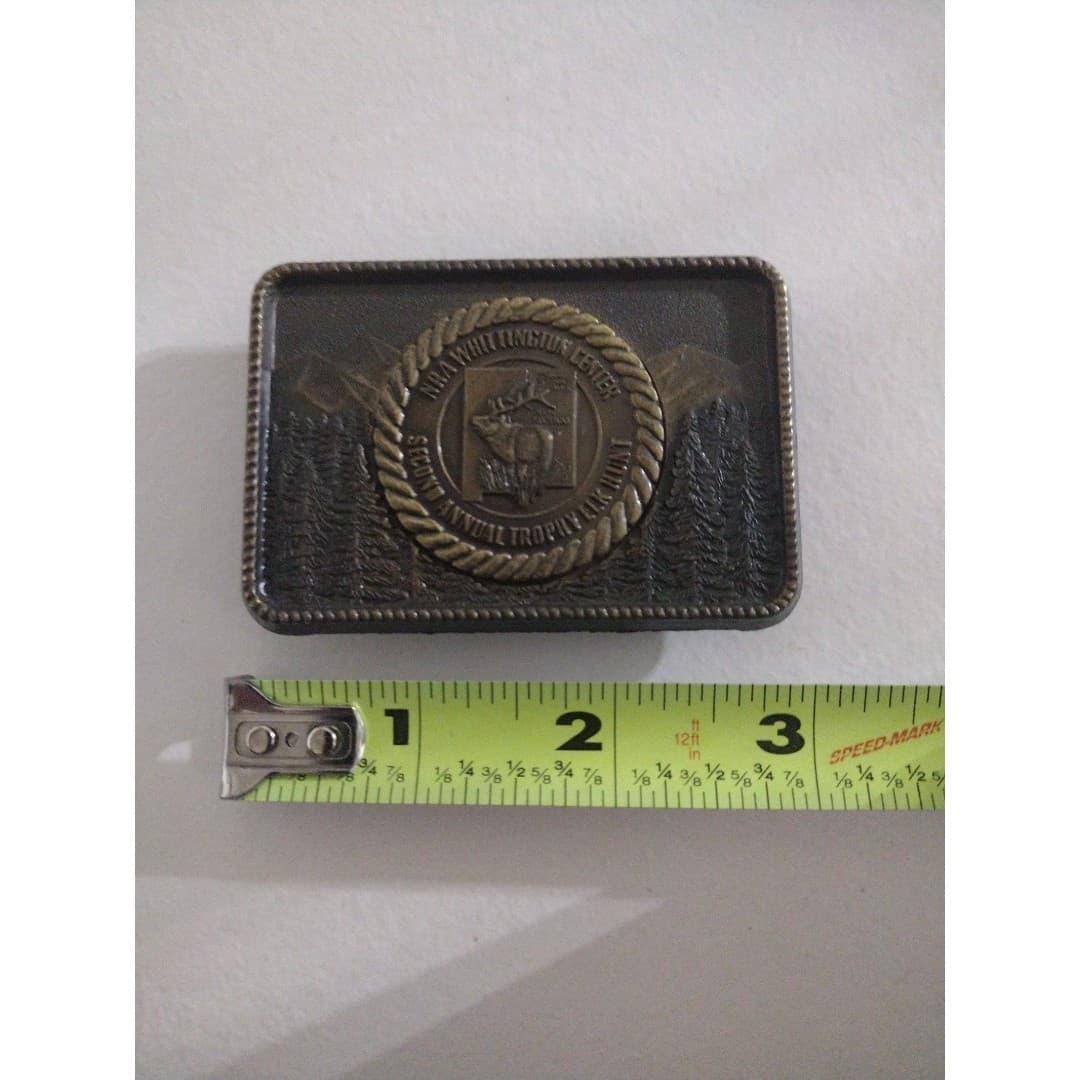 Vtg 1980’s NRA Whittington Center Second Annual Trophy Elk Hunt Belt Buckle - Thumbnail 3
