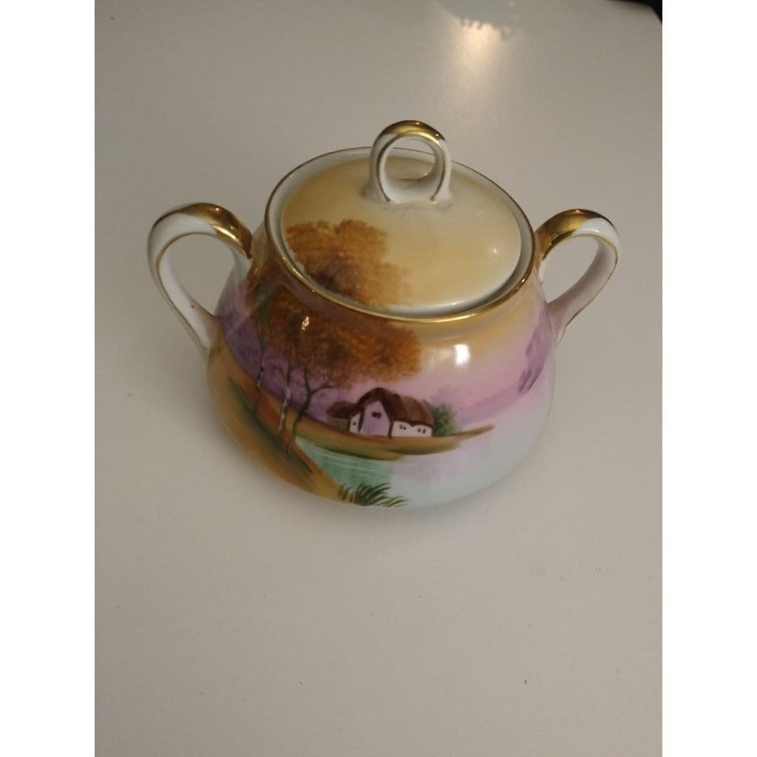 Vintage Hand painted Porcelain sugar dish - Image 1