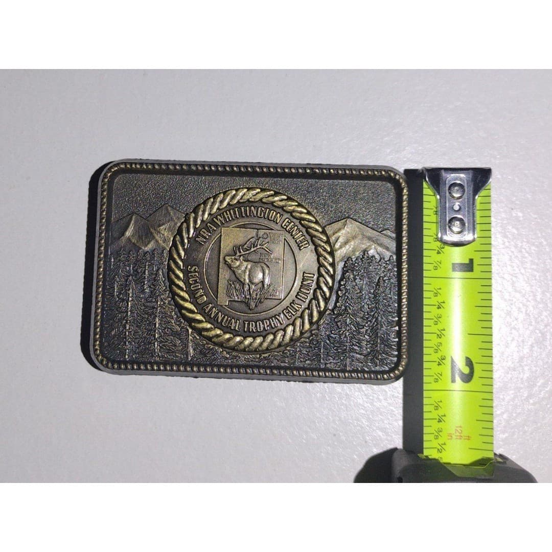 Vtg 1980’s NRA Whittington Center Second Annual Trophy Elk Hunt Belt Buckle - Thumbnail 2