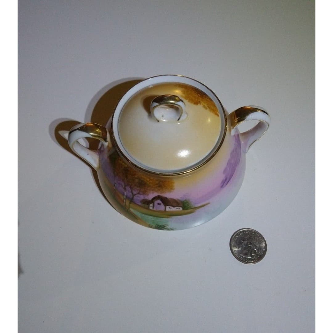 Vintage Hand painted Porcelain sugar dish - Thumbnail 9