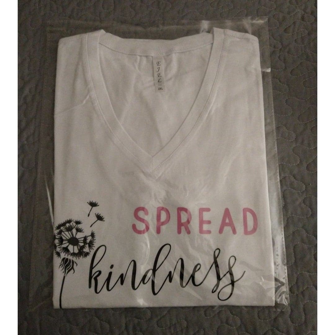 'Spread Kindness's - Custom Vinyl Designed Woman's Fitted V-Neck Tshirt - Image 1