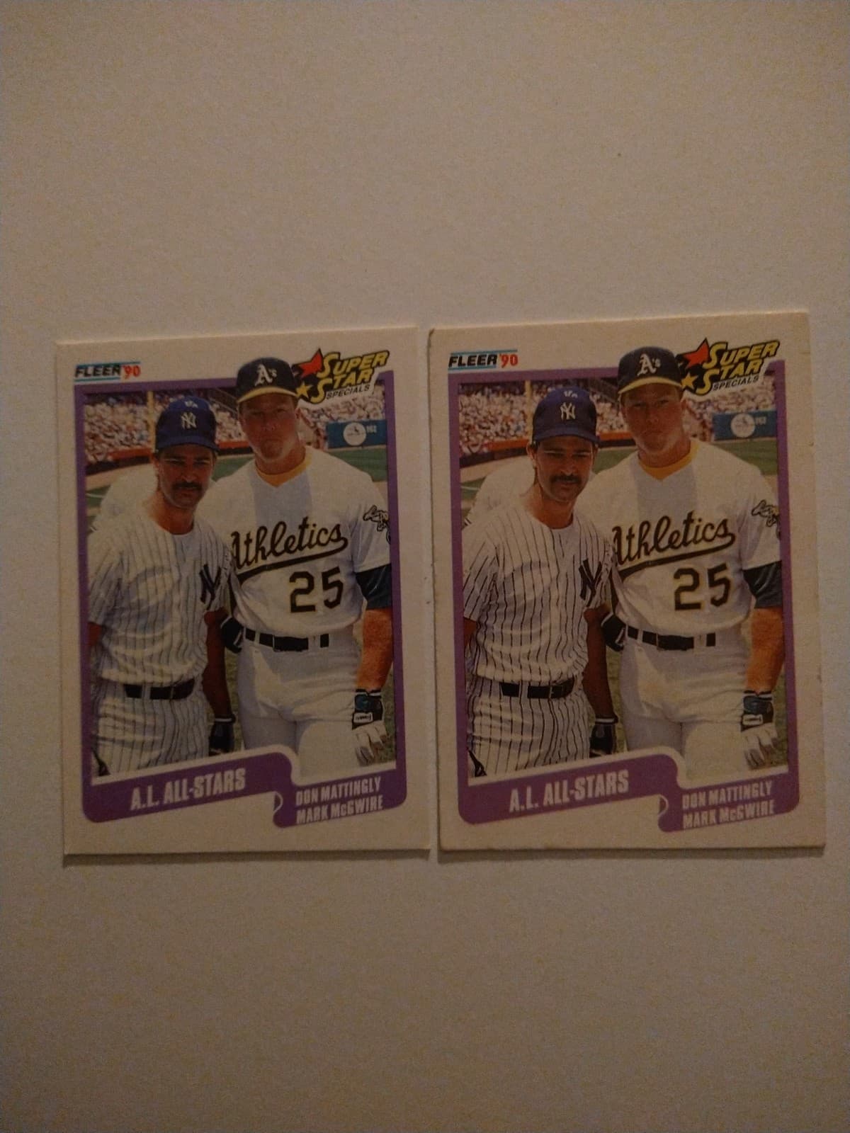FLEER '90 - A.l All-Stars -DON MATTINGLY & MARK MCGWIRE(2) #638 - Image 1