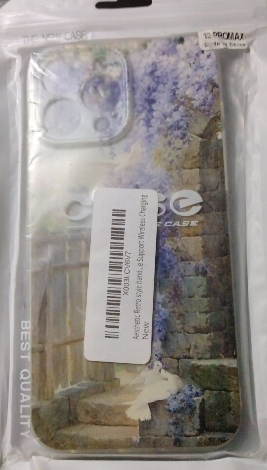 iPhone 13 PROMAX Case - BEAUTIFUL Picture w Doves & Purple Flowers - Thumbnail 2