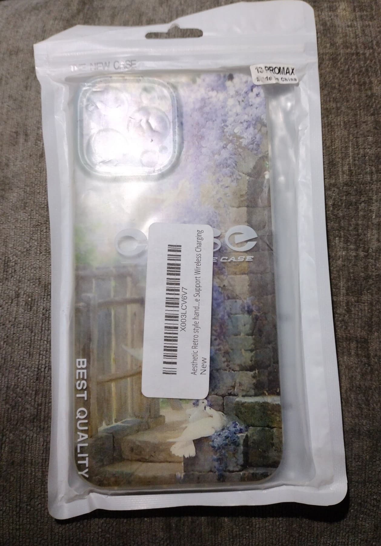 iPhone 13 PROMAX Case - BEAUTIFUL Picture w Doves & Purple Flowers