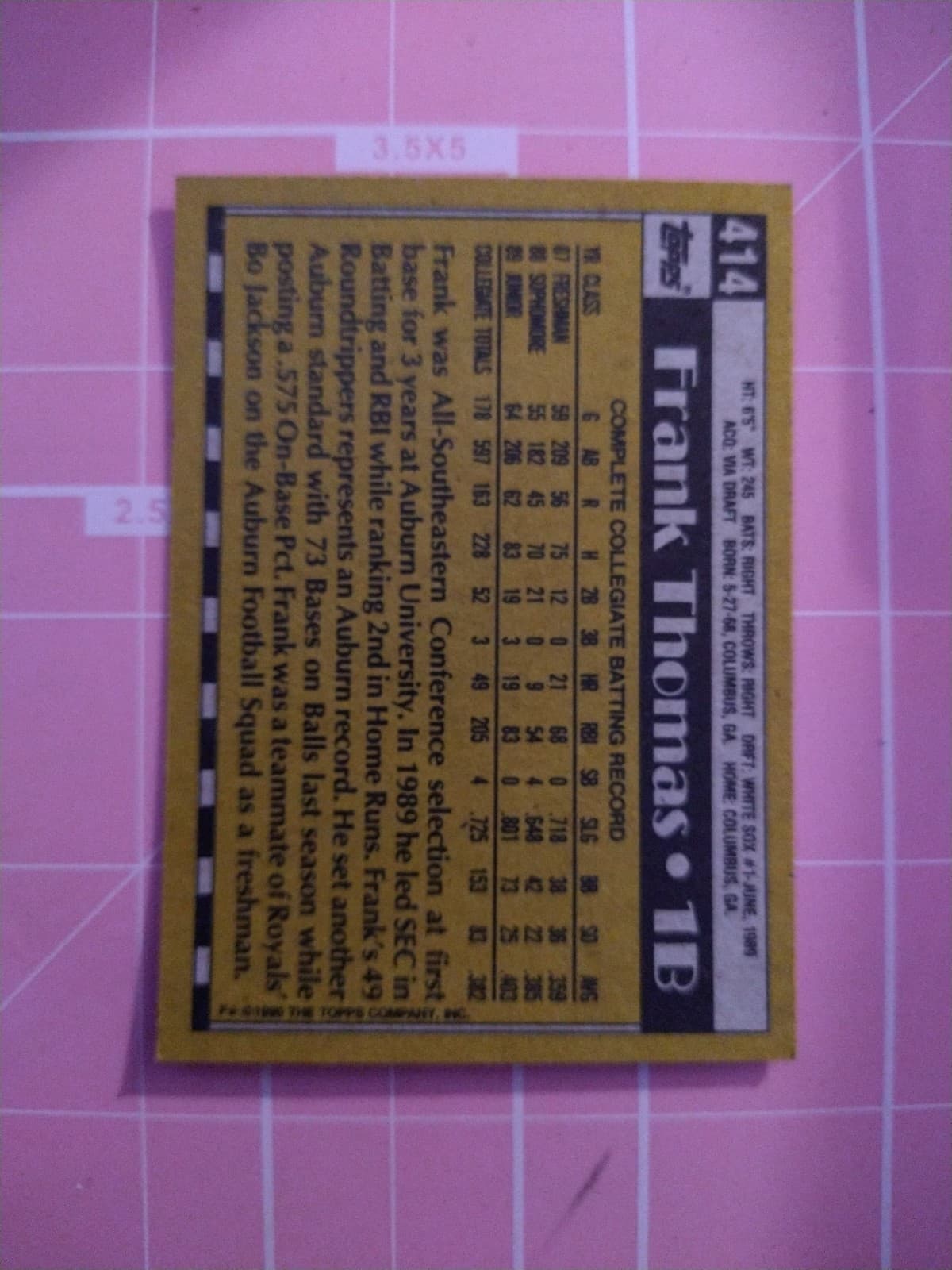 Frank Thomas Rookie card #414 - Thumbnail 2