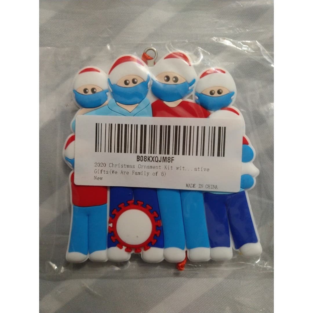 Mask Family of 6 -Ready to be Personalised Christmas Ornament - Image 1