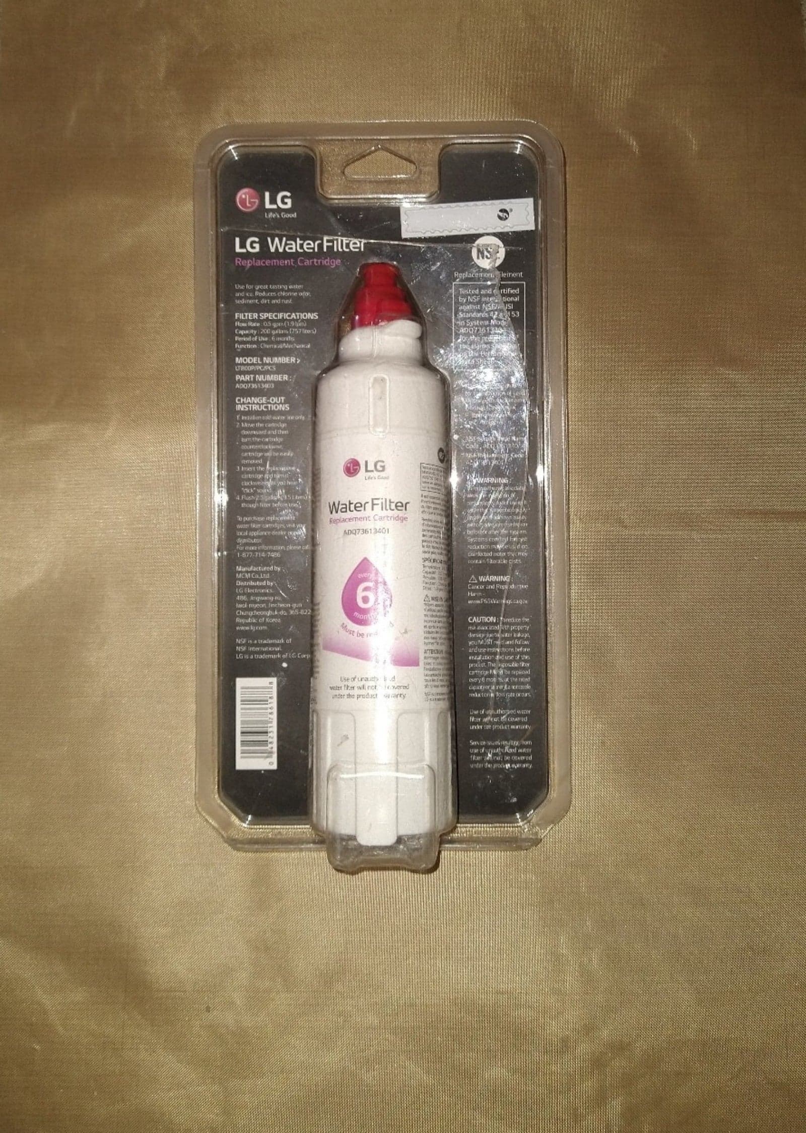LG Water Filter Model LT800P/PC/PCS Part# ADQ73613403