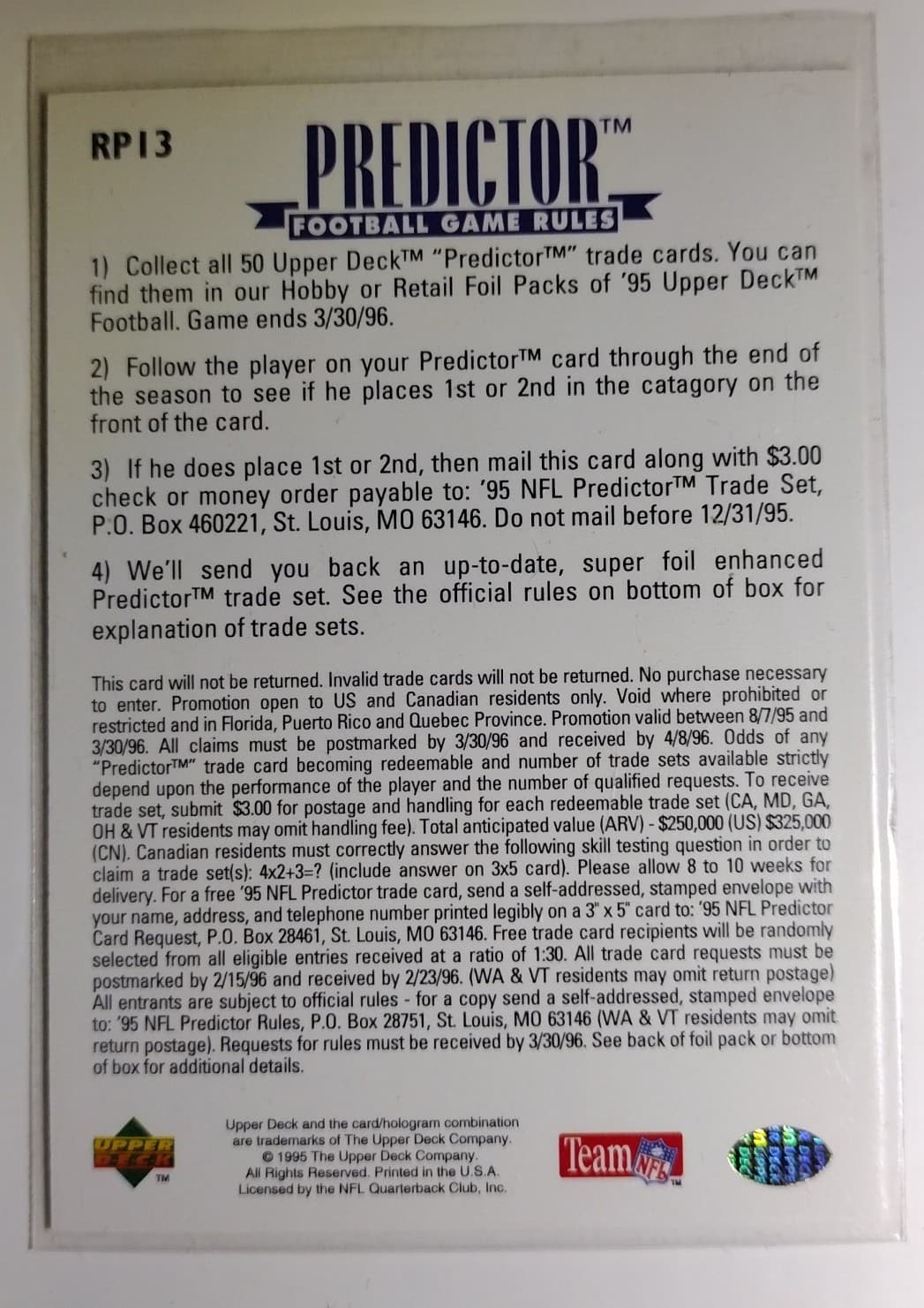 1995 - Upper Deck - Predictor - Emmitt Smith - #RP13 - Thumbnail 2