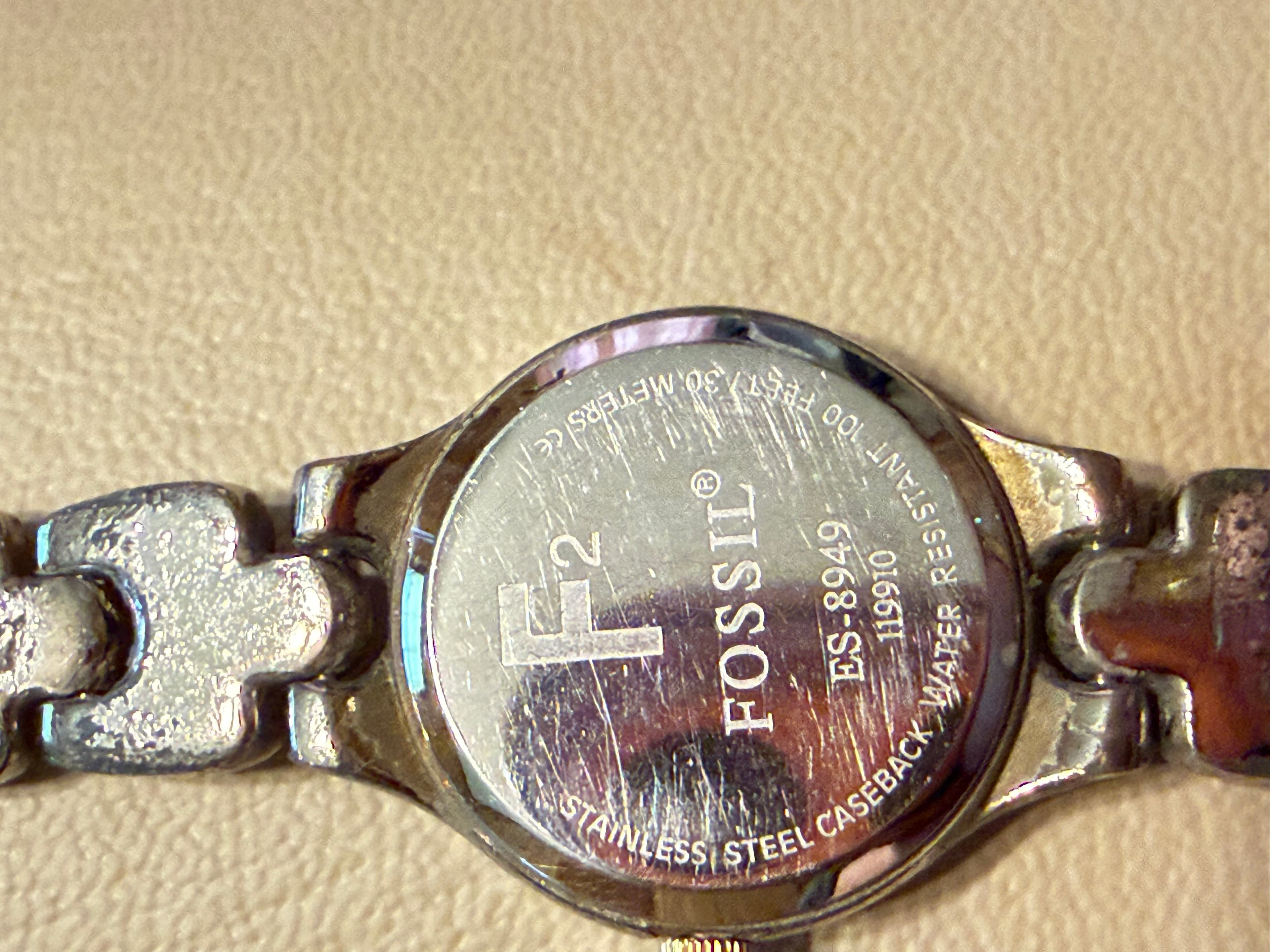 Fossil F2 Womens Quartz Watch Silver Tone Bracelet Gray Dial ES-8949 Ladies - Thumbnail 5