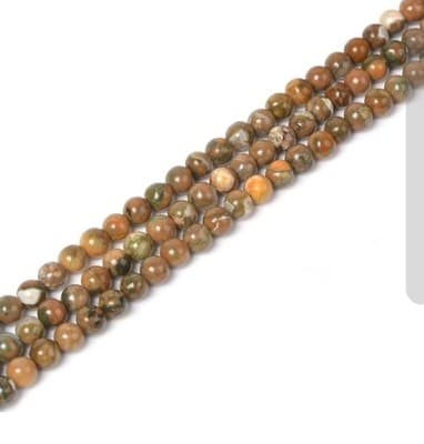 4mm Round Green Bre Jasper Natural Gemstone Beads for Jewelry Making Strand 15"
