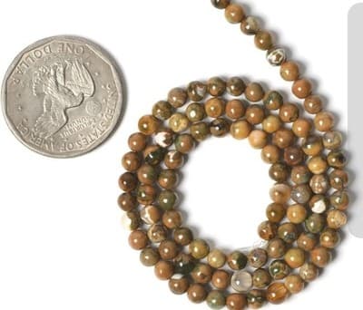 4mm Round Green Bre Jasper Natural Gemstone Beads for Jewelry Making Strand 15" - Thumbnail 2